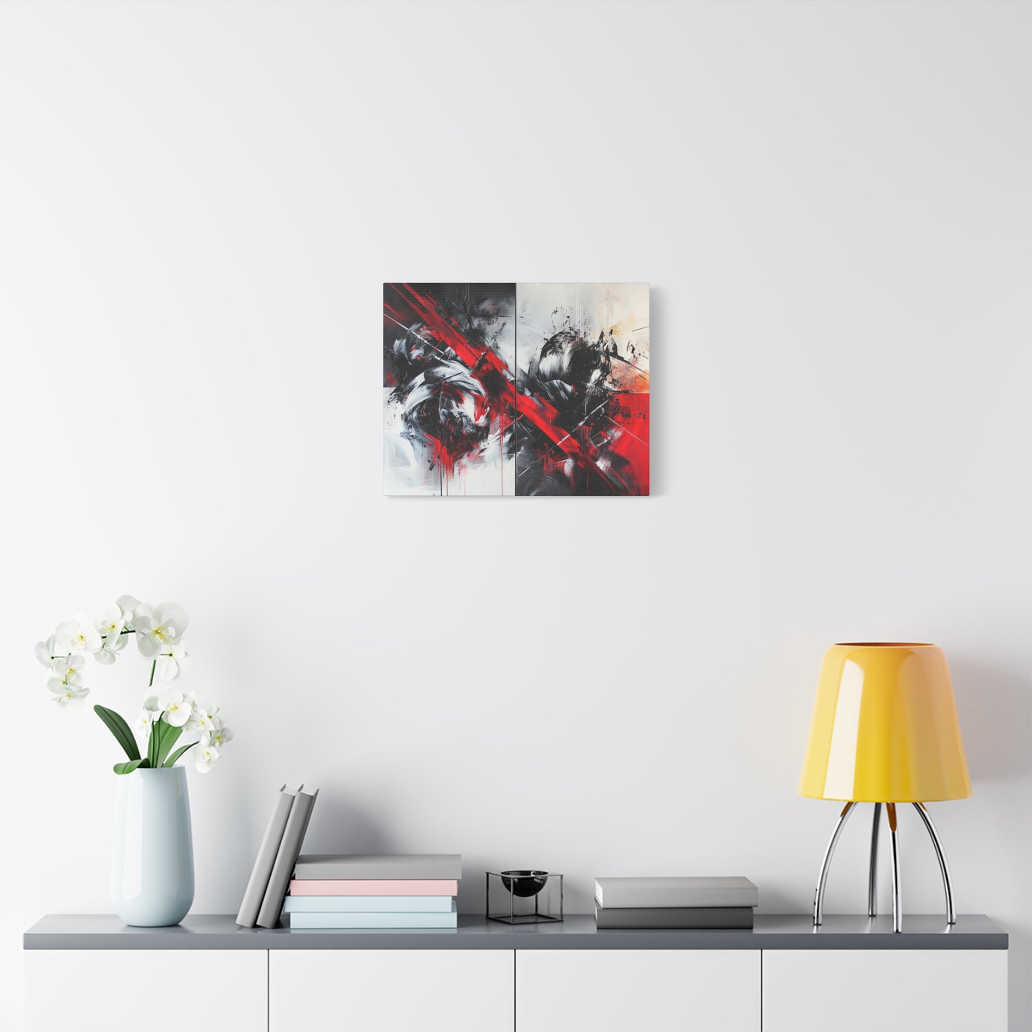 Modern Abstract Wall Art-L1, Red and Black Canvas Decor, Home Gallery Piece for Living Room, Gift for Art Lovers, Contemporary Art