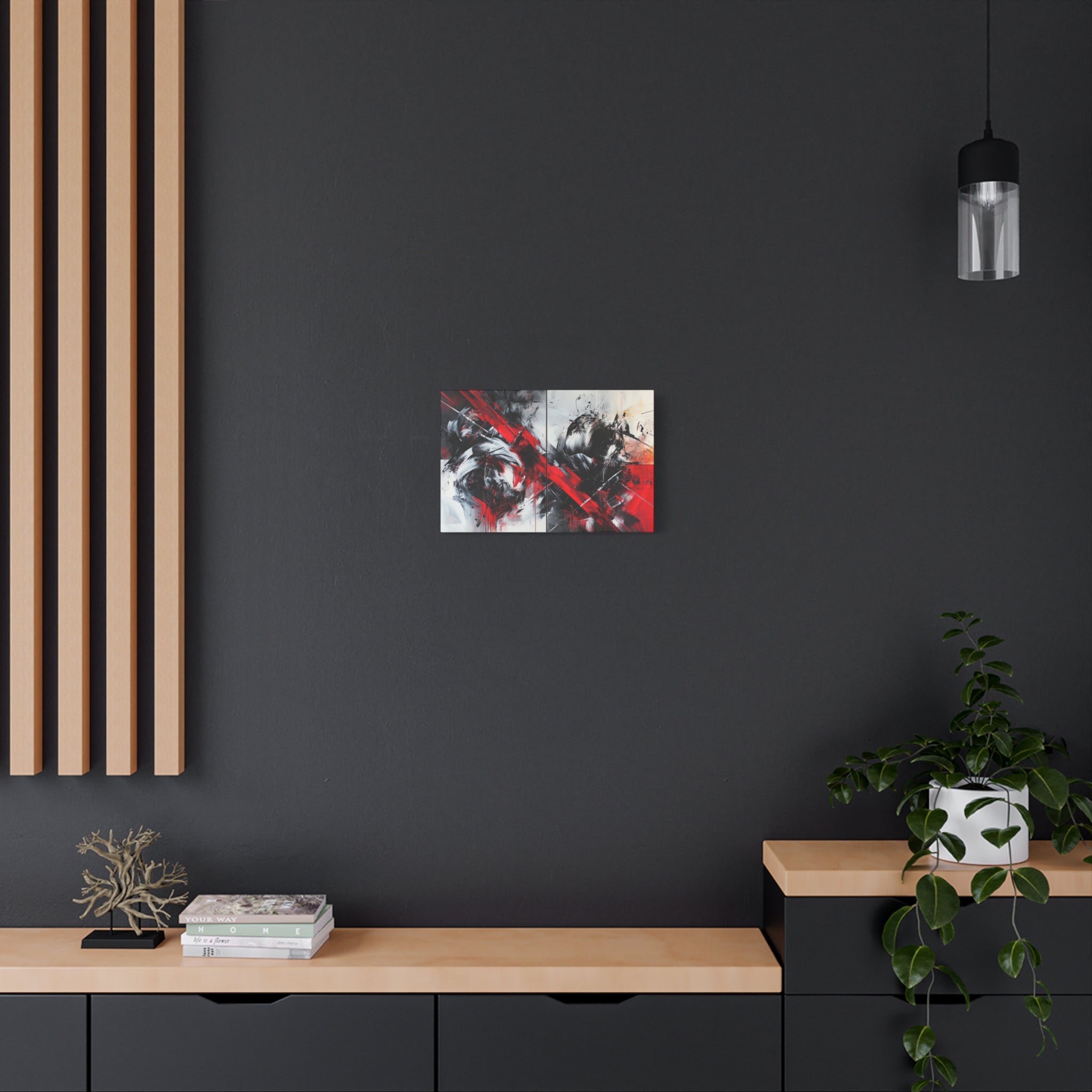 Modern Abstract Wall Art-L1, Red and Black Canvas Decor, Home Gallery Piece for Living Room, Gift for Art Lovers, Contemporary Art