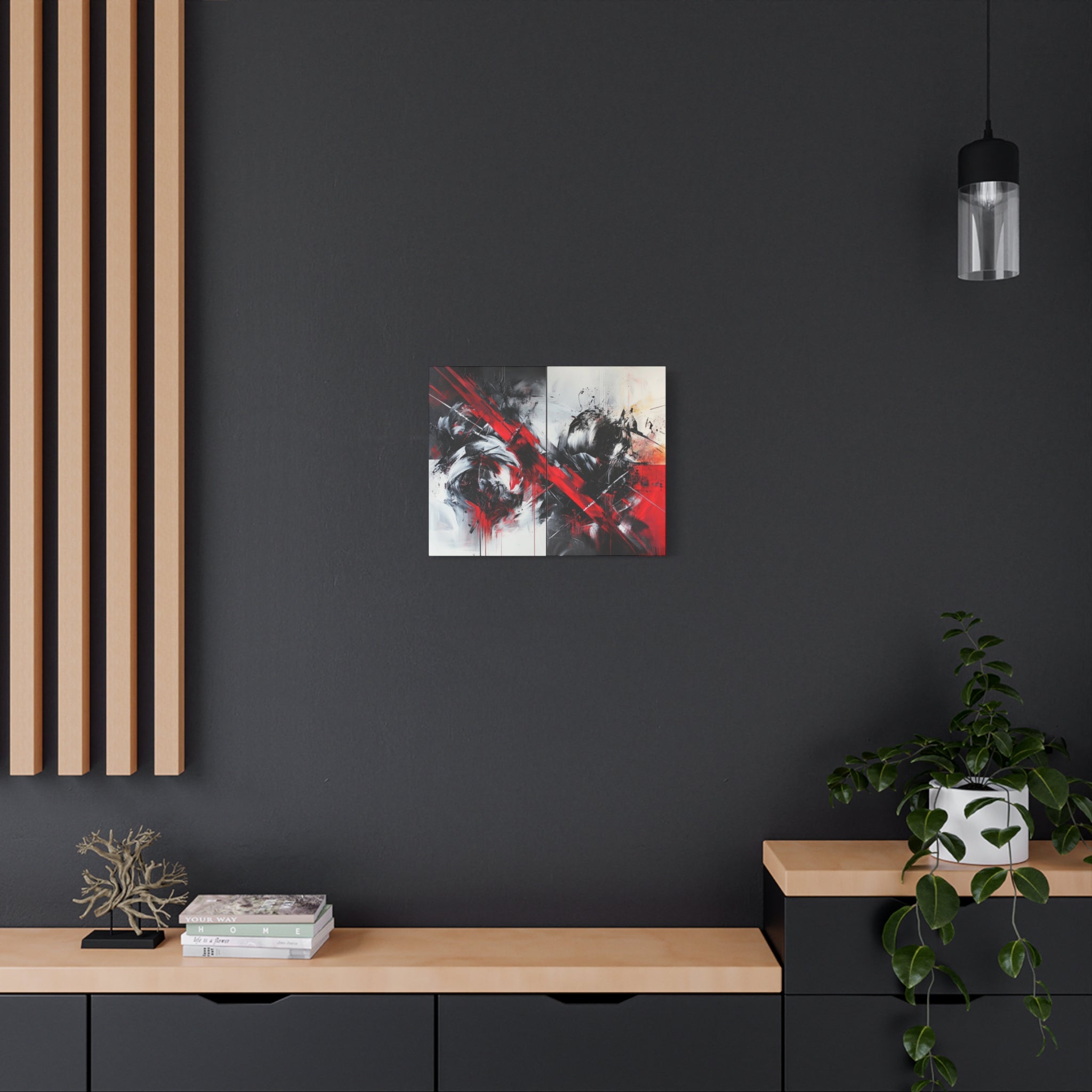 Modern Abstract Wall Art-L1, Red and Black Canvas Decor, Home Gallery Piece for Living Room, Gift for Art Lovers, Contemporary Art