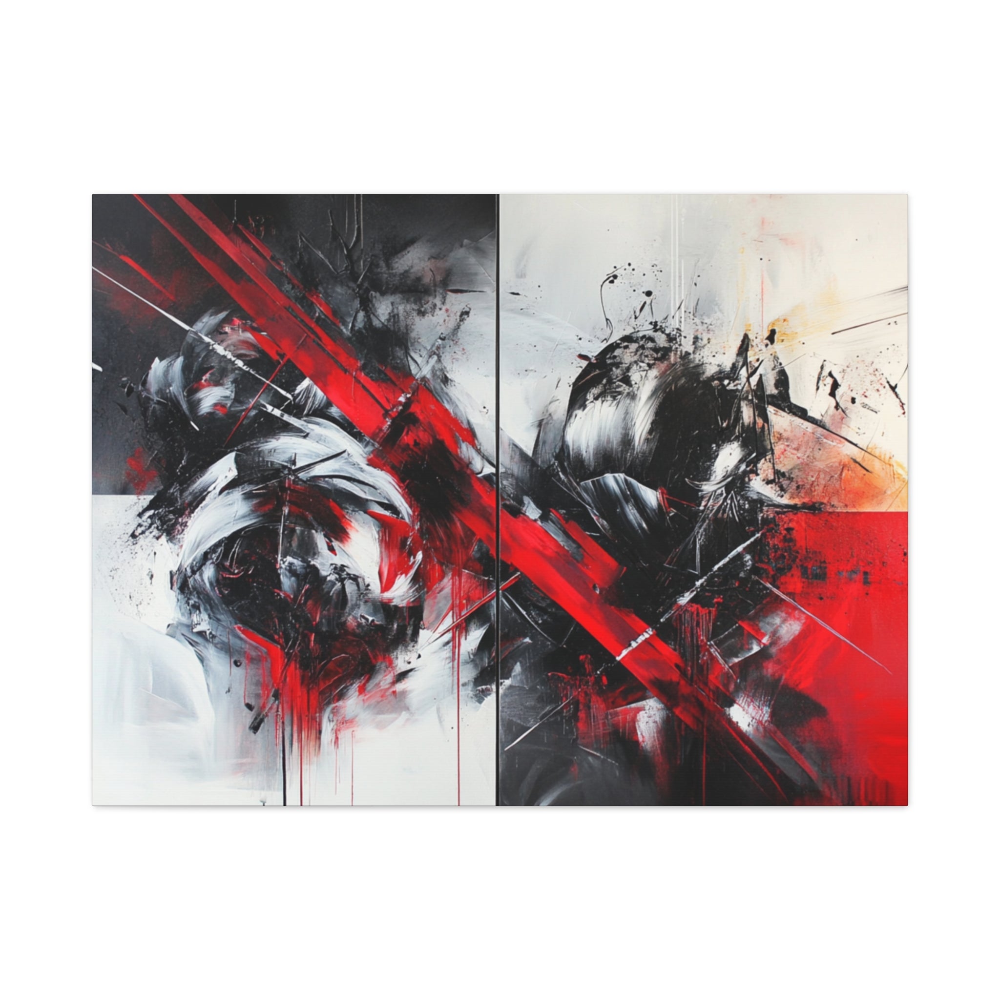 Modern Abstract Wall Art-L1, Red and Black Canvas Decor, Home Gallery Piece for Living Room, Gift for Art Lovers, Contemporary Art