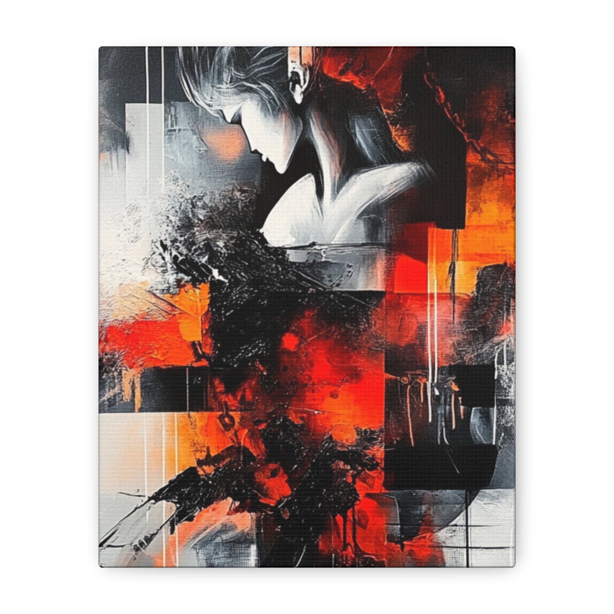 Abstract Matte Canvas Art-P12, Modern Wall Decor, Black and White Artwork for Home, Unique Gift, Contemporary Design