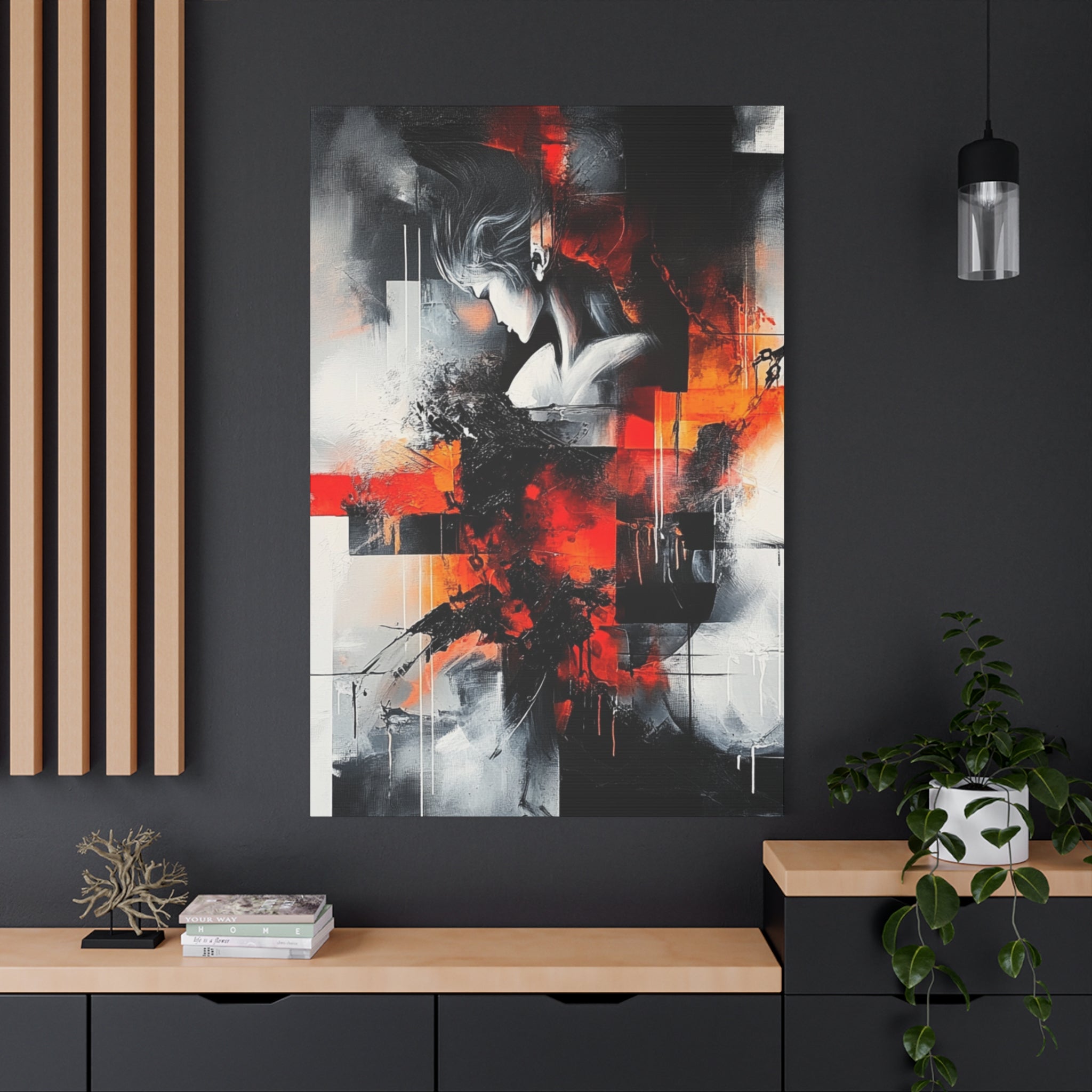 Abstract Matte Canvas Art-P12, Modern Wall Decor, Black and White Artwork for Home, Unique Gift, Contemporary Design