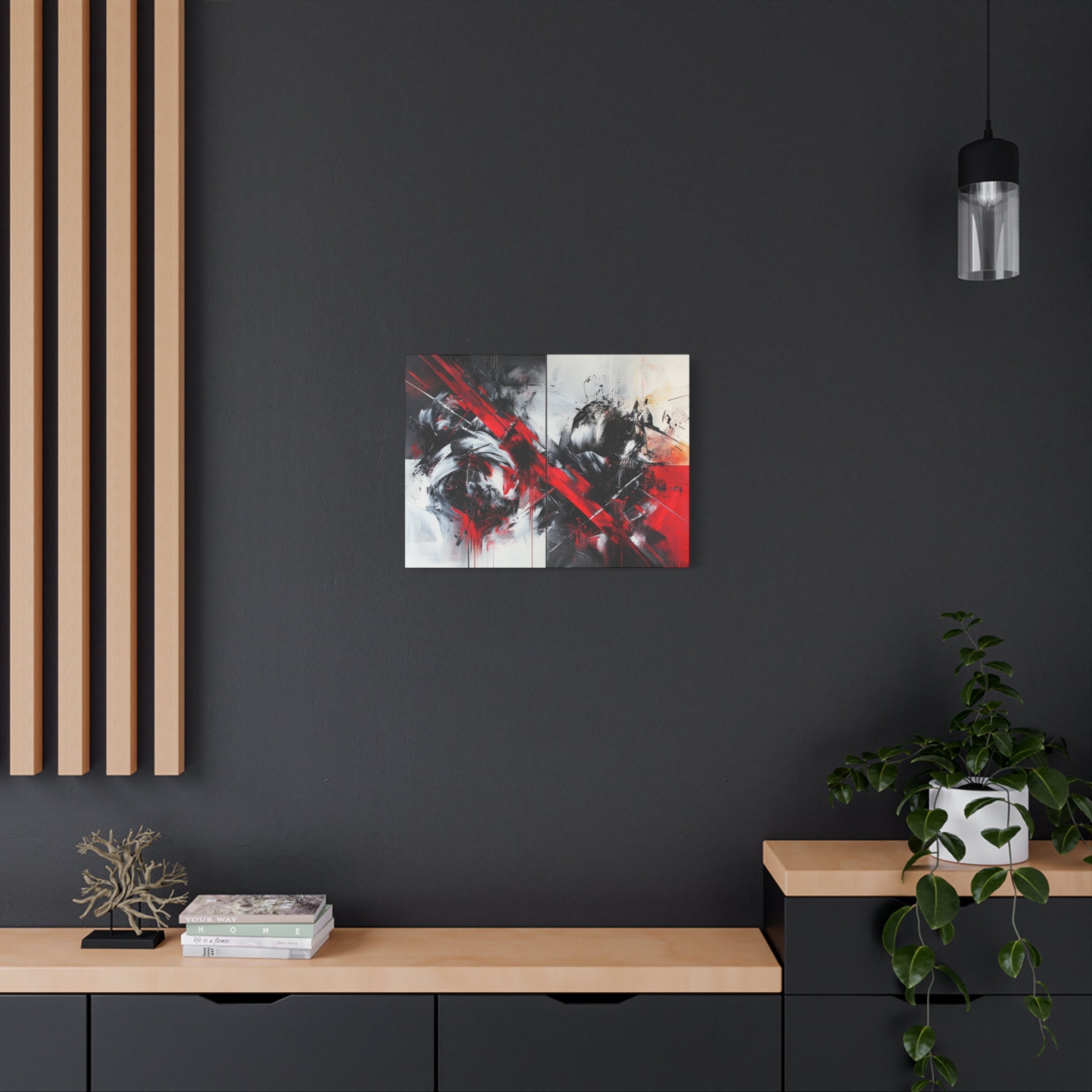 Modern Abstract Wall Art-L1, Red and Black Canvas Decor, Home Gallery Piece for Living Room, Gift for Art Lovers, Contemporary Art