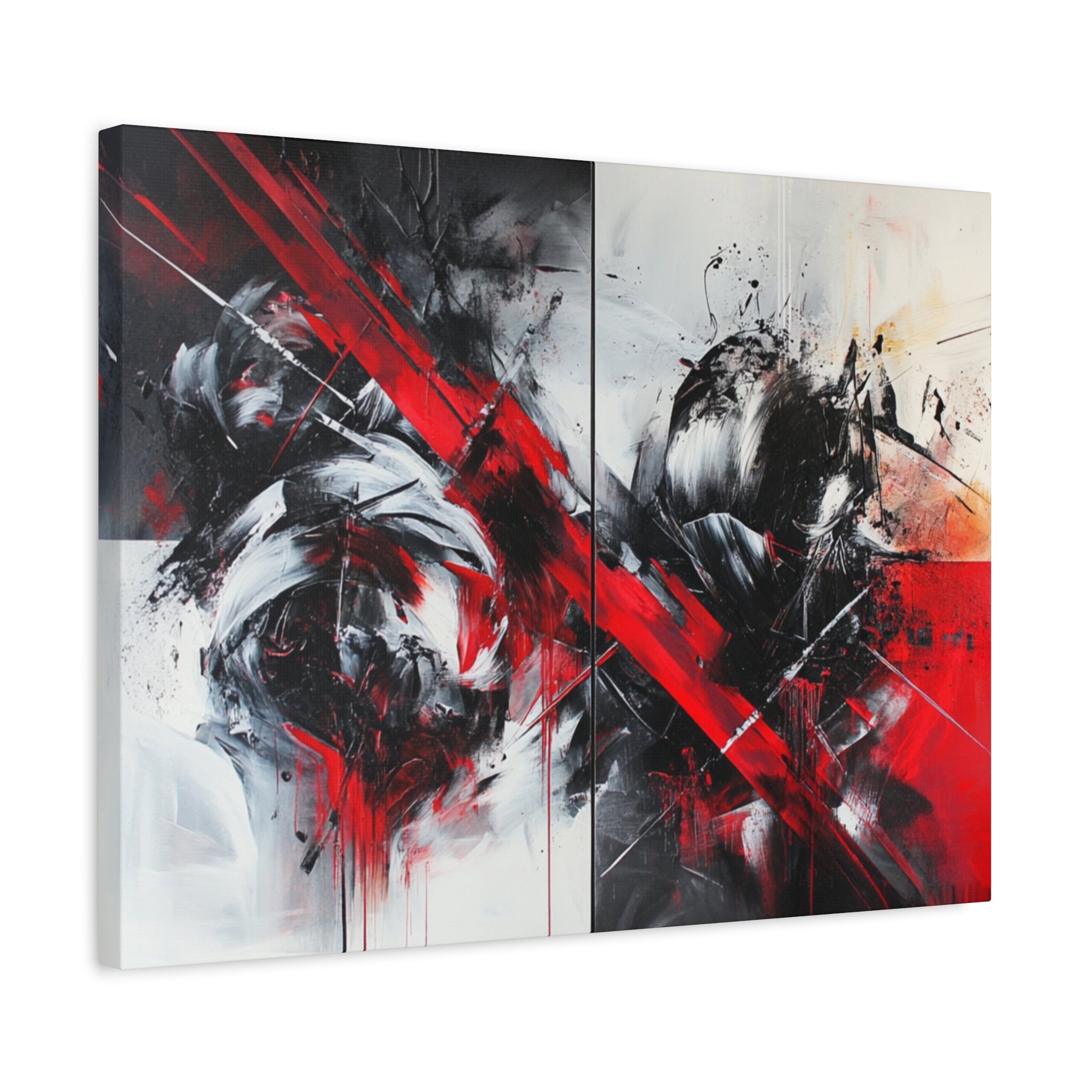 Modern Abstract Wall Art-L1, Red and Black Canvas Decor, Home Gallery Piece for Living Room, Gift for Art Lovers, Contemporary Art
