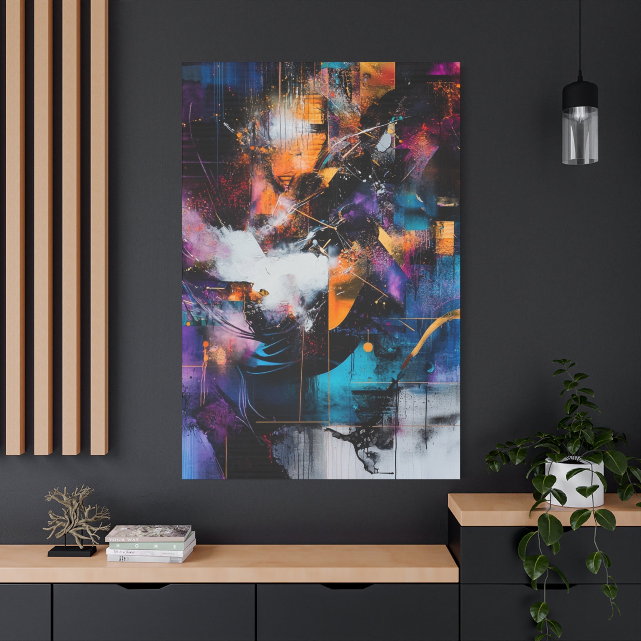 Abstract Matte Canvas Art-P7, Modern Wall Decor, Black and White Artwork for Home, Unique Gift, Contemporary Design