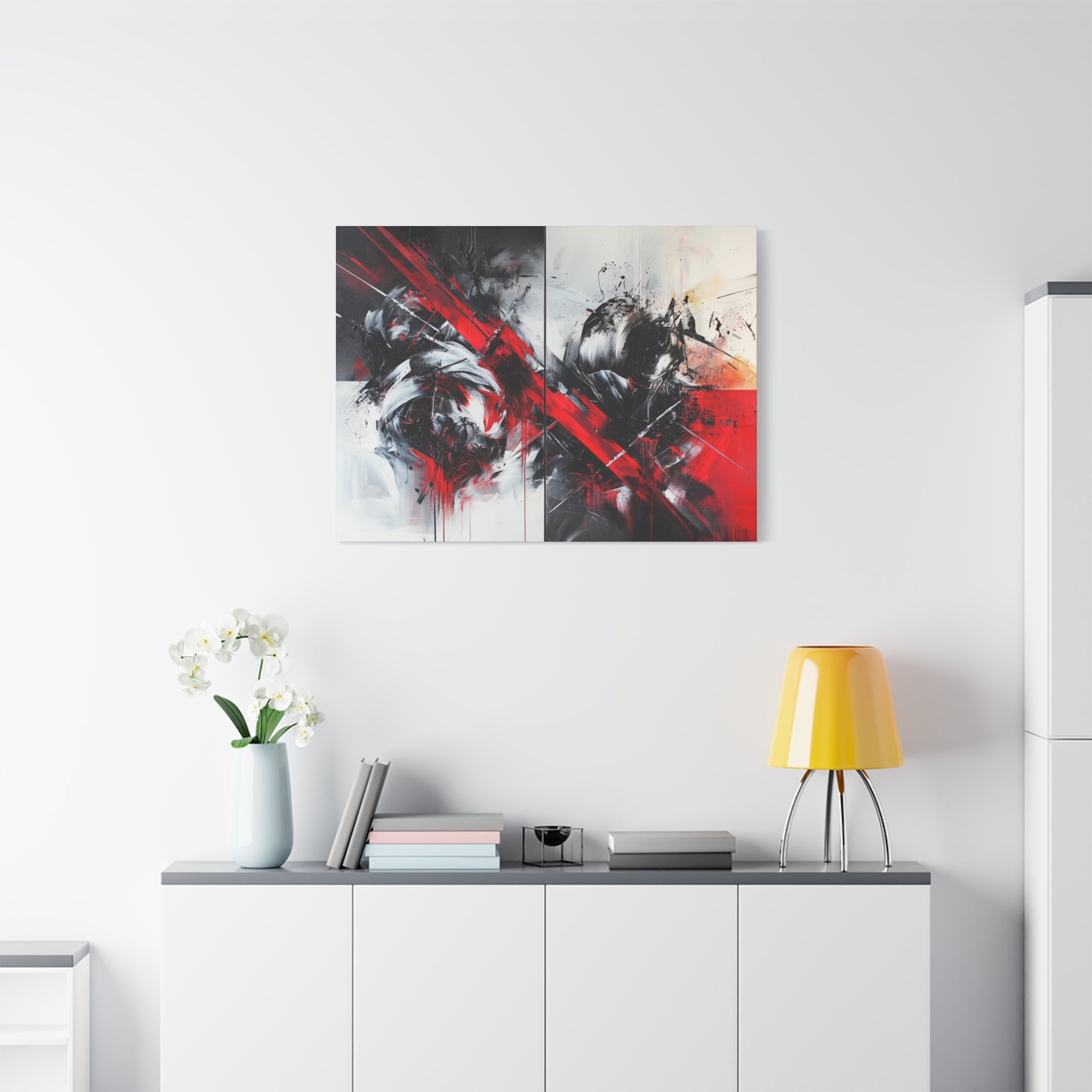 Modern Abstract Wall Art-L1, Red and Black Canvas Decor, Home Gallery Piece for Living Room, Gift for Art Lovers, Contemporary Art