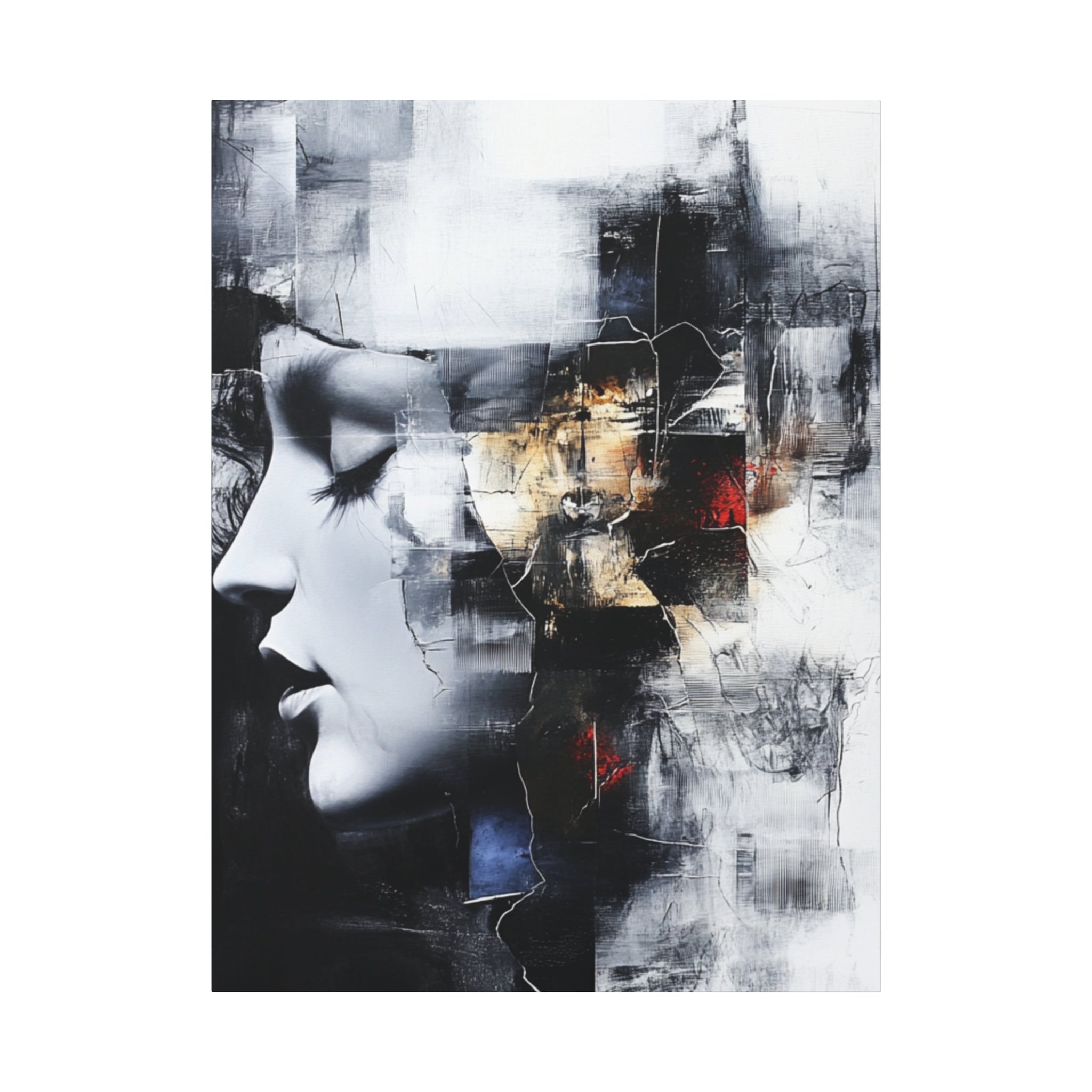 Abstract Matte Canvas Art-P3, Modern Wall Decor, Black and White Artwork for Home, Unique Gift, Contemporary Design