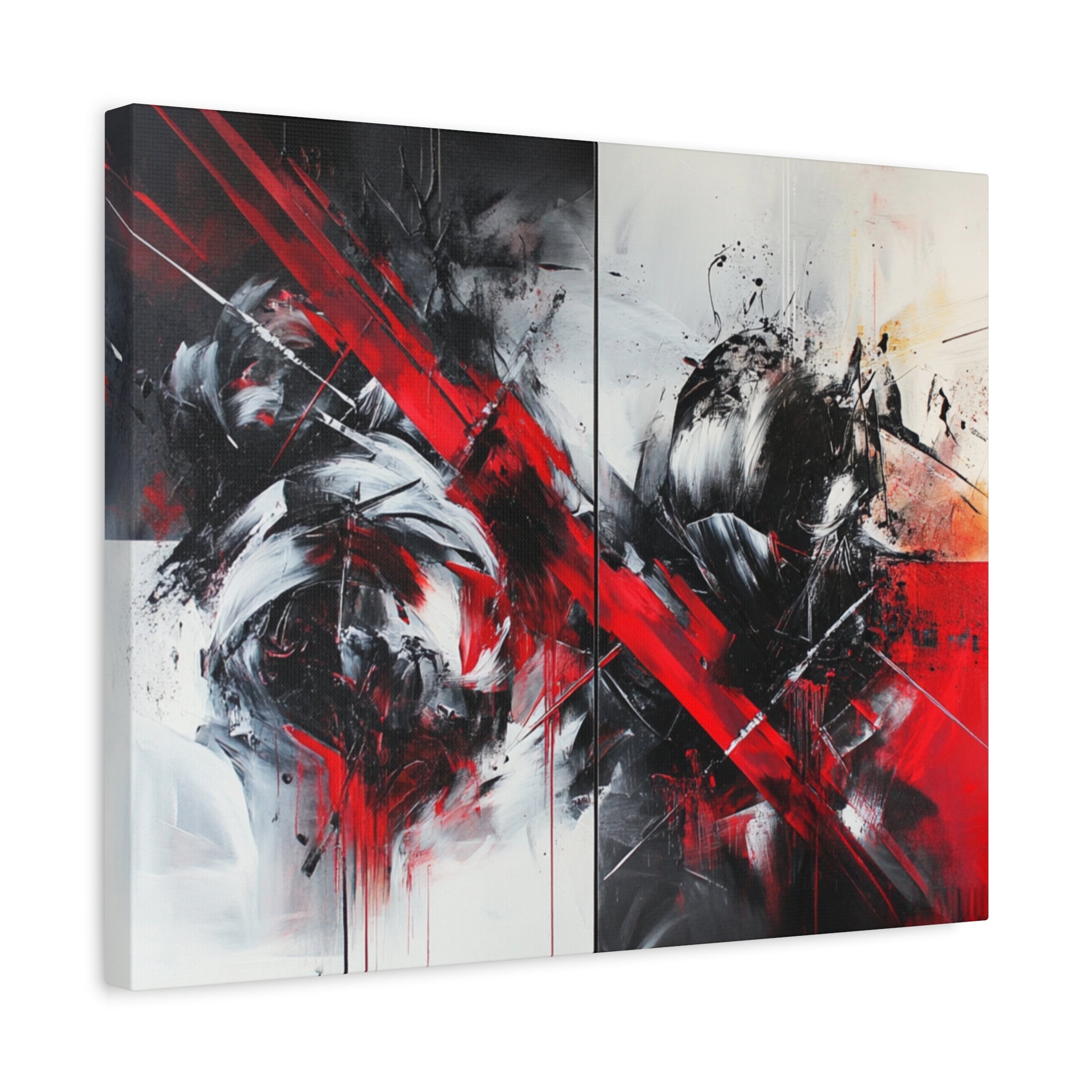Modern Abstract Wall Art-L1, Red and Black Canvas Decor, Home Gallery Piece for Living Room, Gift for Art Lovers, Contemporary Art