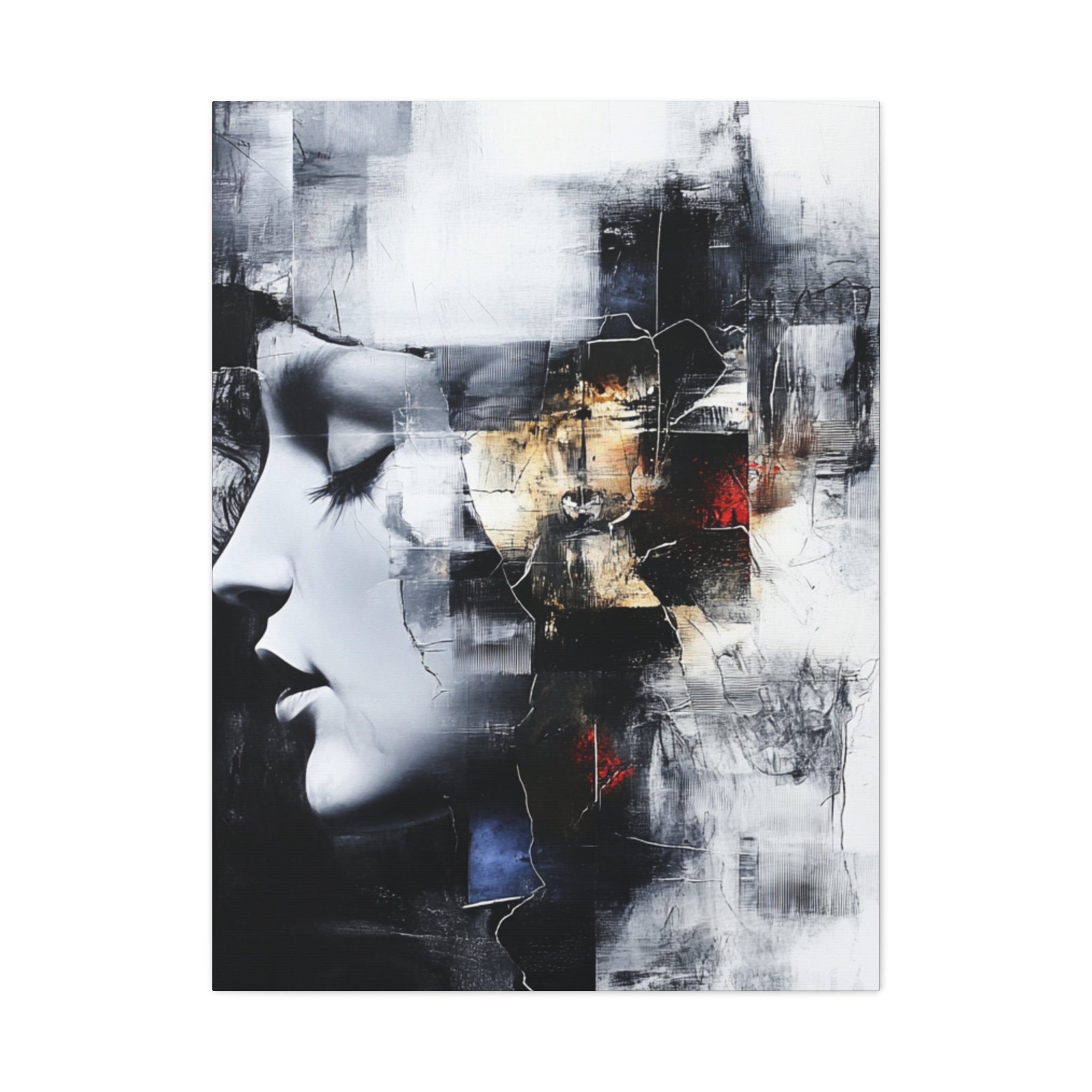 Abstract Matte Canvas Art-P3, Modern Wall Decor, Black and White Artwork for Home, Unique Gift, Contemporary Design