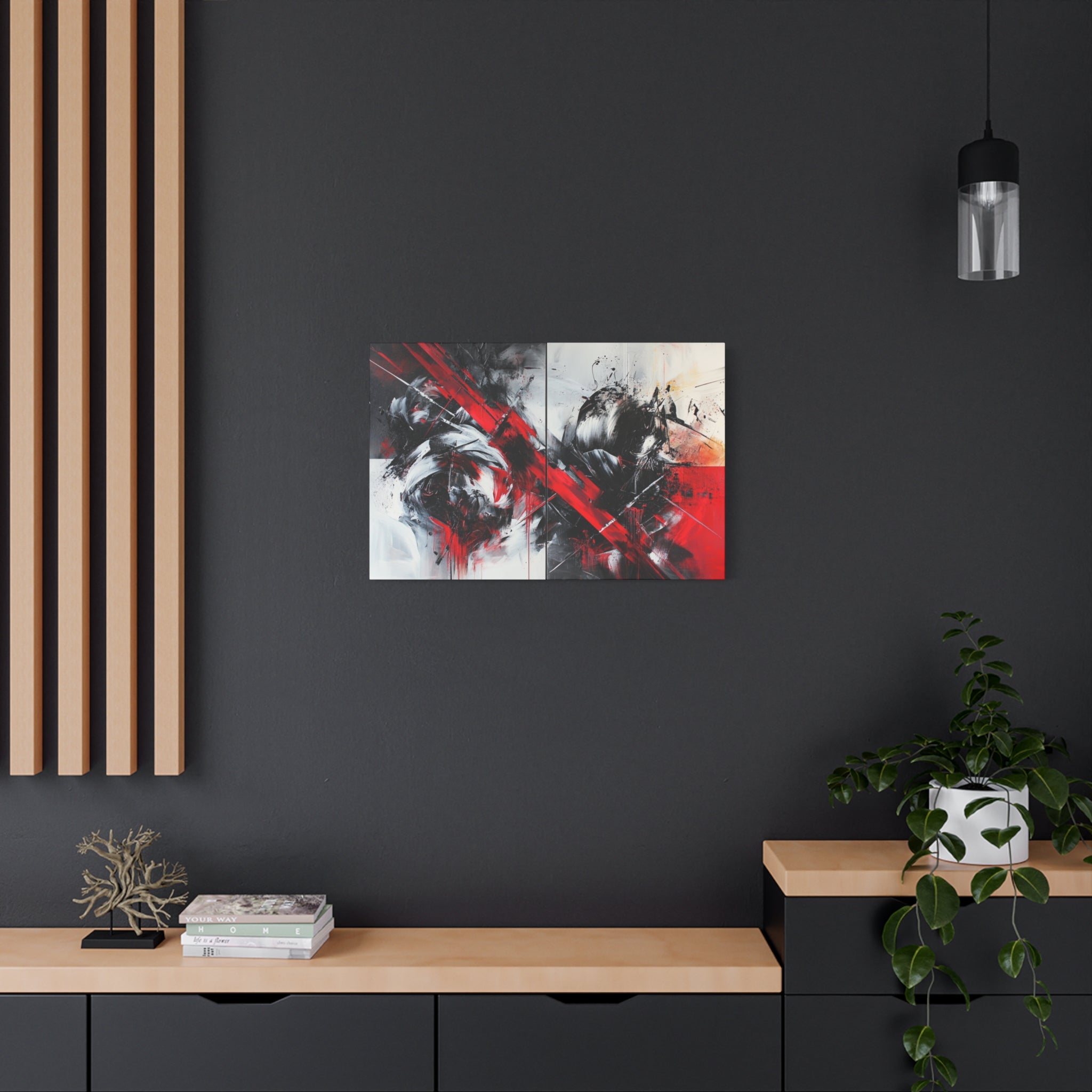 Modern Abstract Wall Art-L1, Red and Black Canvas Decor, Home Gallery Piece for Living Room, Gift for Art Lovers, Contemporary Art