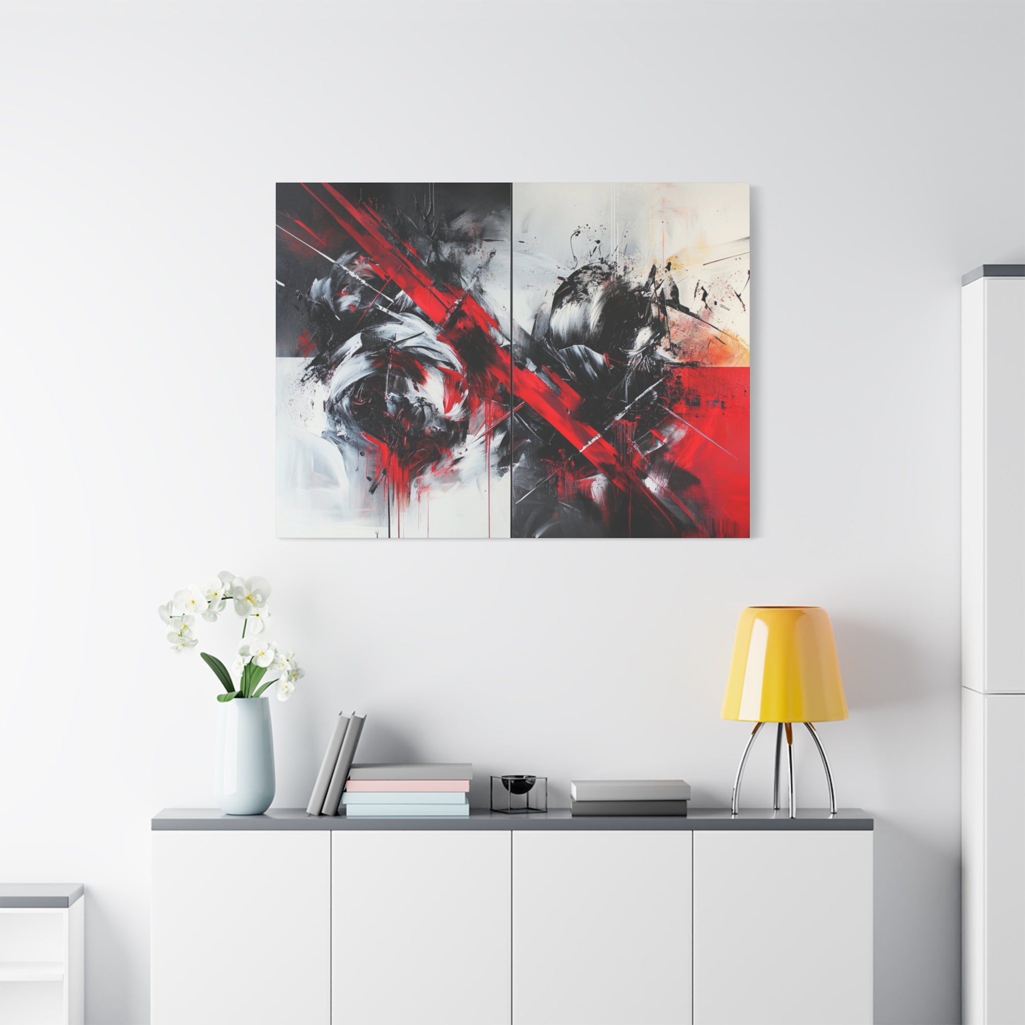Modern Abstract Wall Art-L1, Red and Black Canvas Decor, Home Gallery Piece for Living Room, Gift for Art Lovers, Contemporary Art