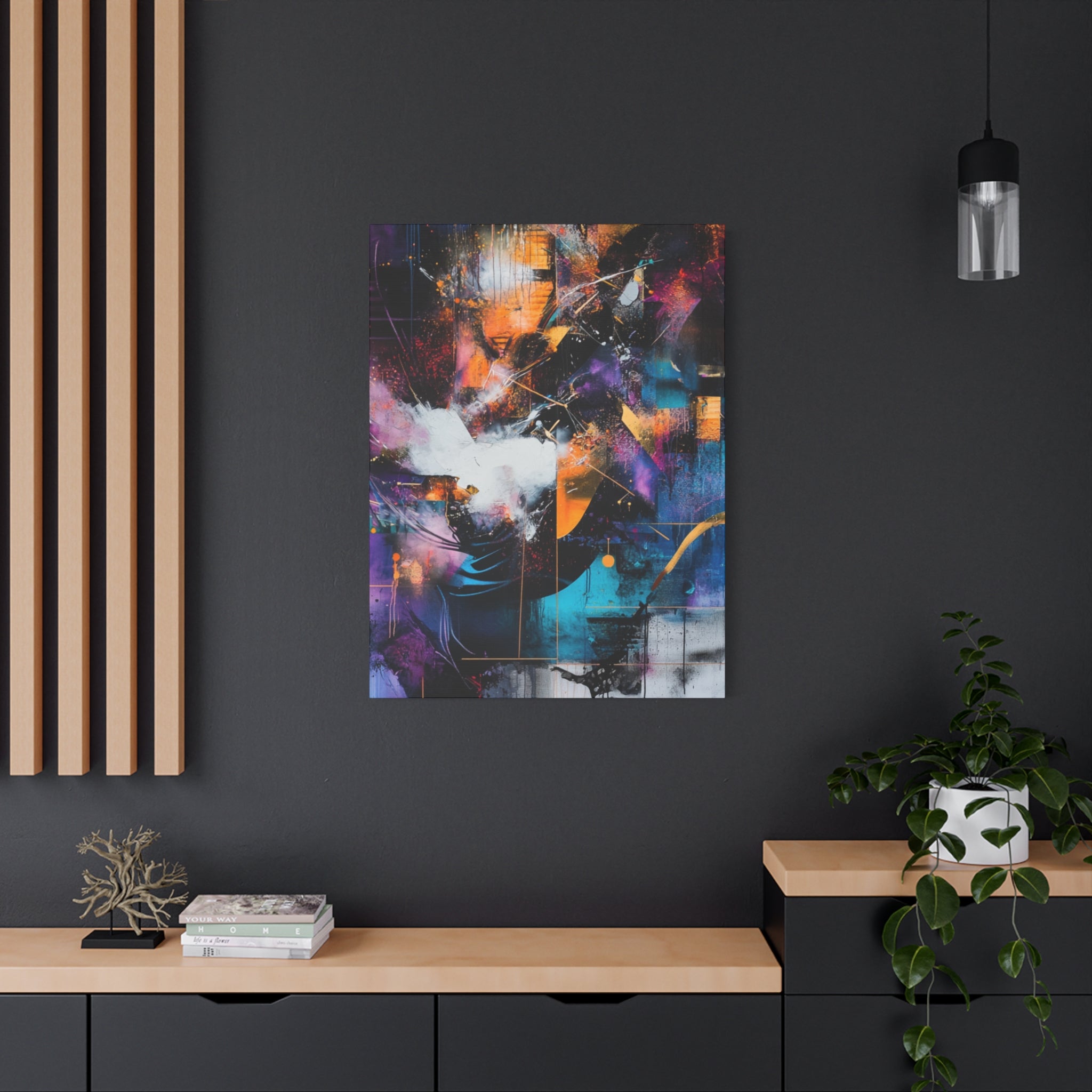 Abstract Matte Canvas Art-P7, Modern Wall Decor, Black and White Artwork for Home, Unique Gift, Contemporary Design