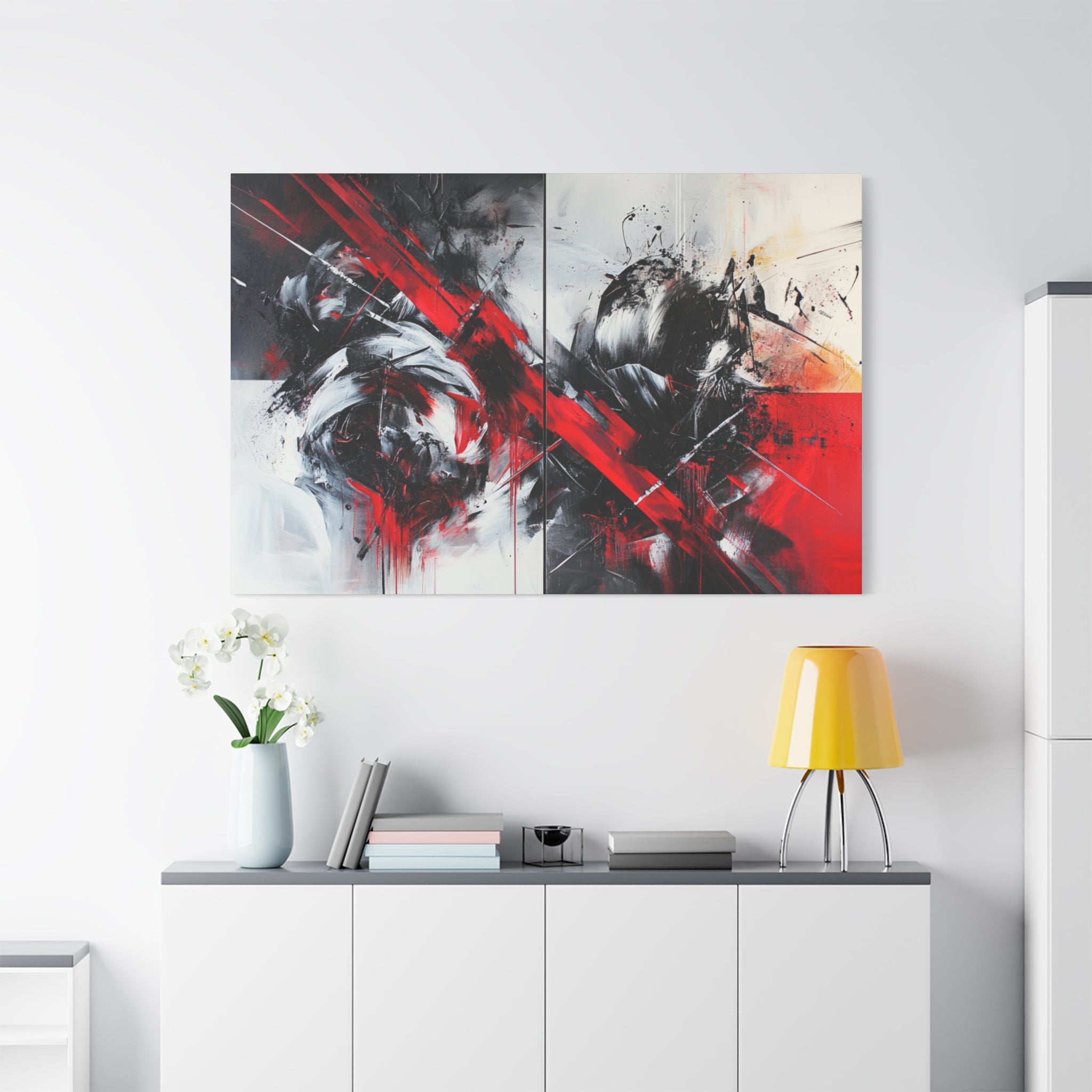 Modern Abstract Wall Art-L1, Red and Black Canvas Decor, Home Gallery Piece for Living Room, Gift for Art Lovers, Contemporary Art