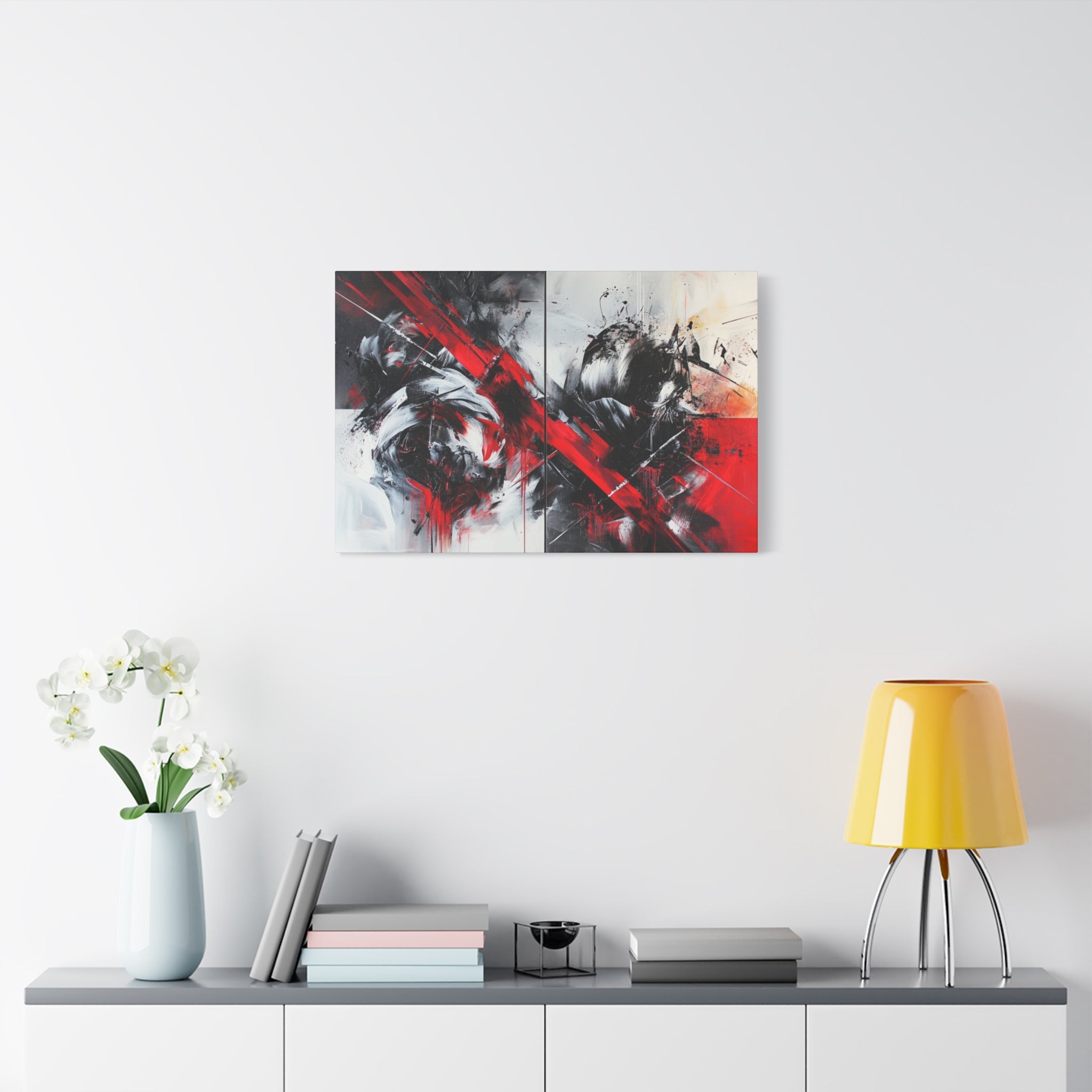 Modern Abstract Wall Art-L1, Red and Black Canvas Decor, Home Gallery Piece for Living Room, Gift for Art Lovers, Contemporary Art
