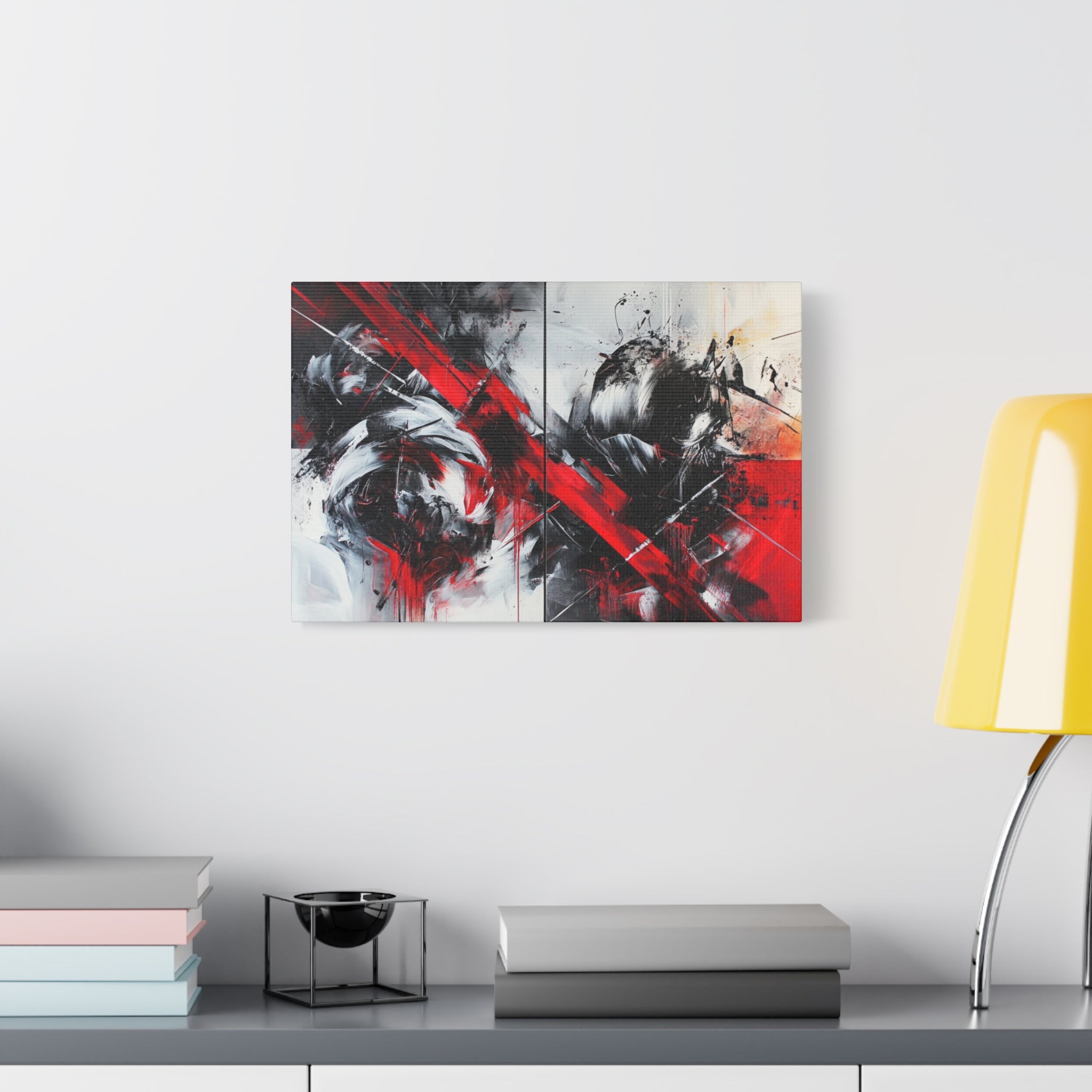 Modern Abstract Wall Art-L1, Red and Black Canvas Decor, Home Gallery Piece for Living Room, Gift for Art Lovers, Contemporary Art
