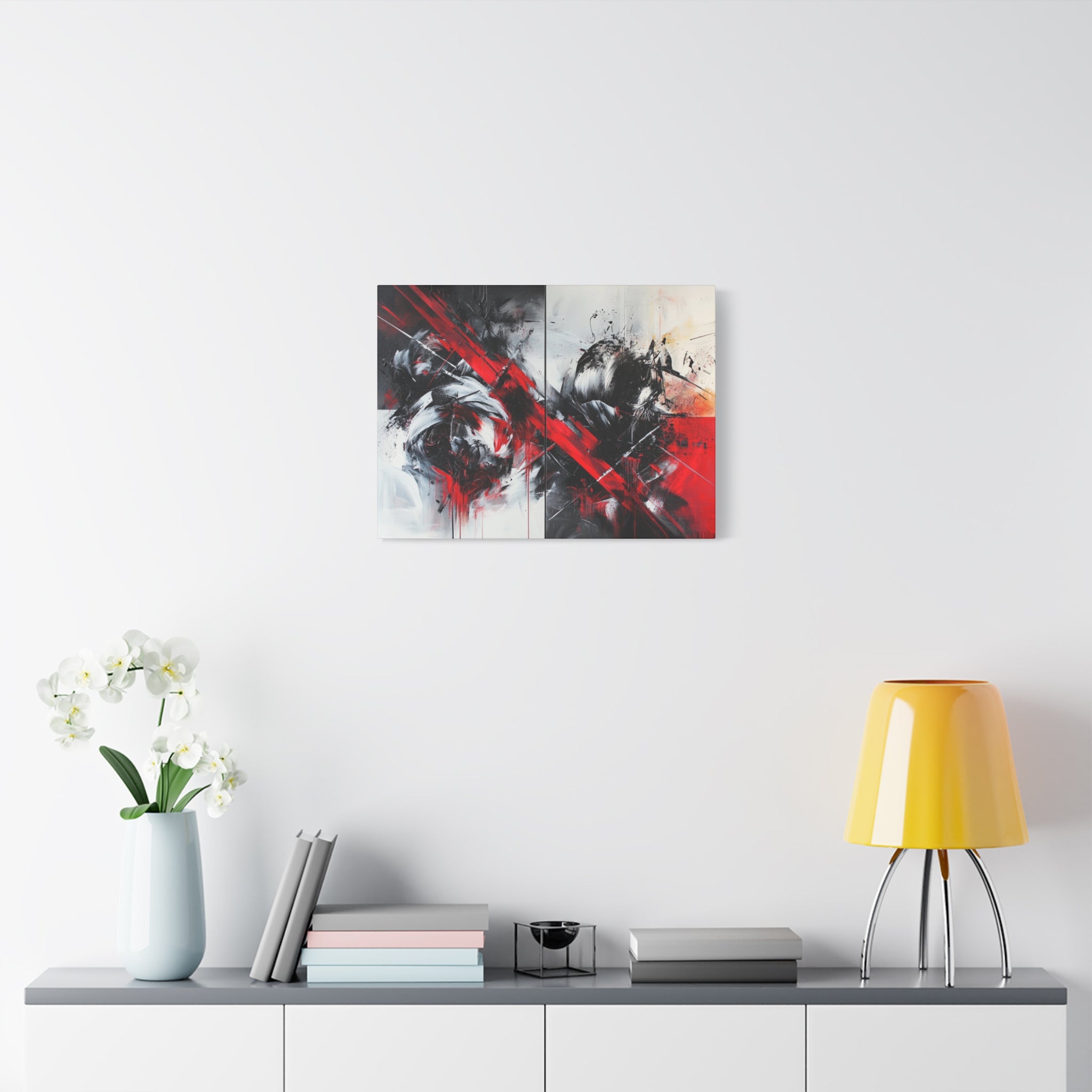 Modern Abstract Wall Art-L1, Red and Black Canvas Decor, Home Gallery Piece for Living Room, Gift for Art Lovers, Contemporary Art