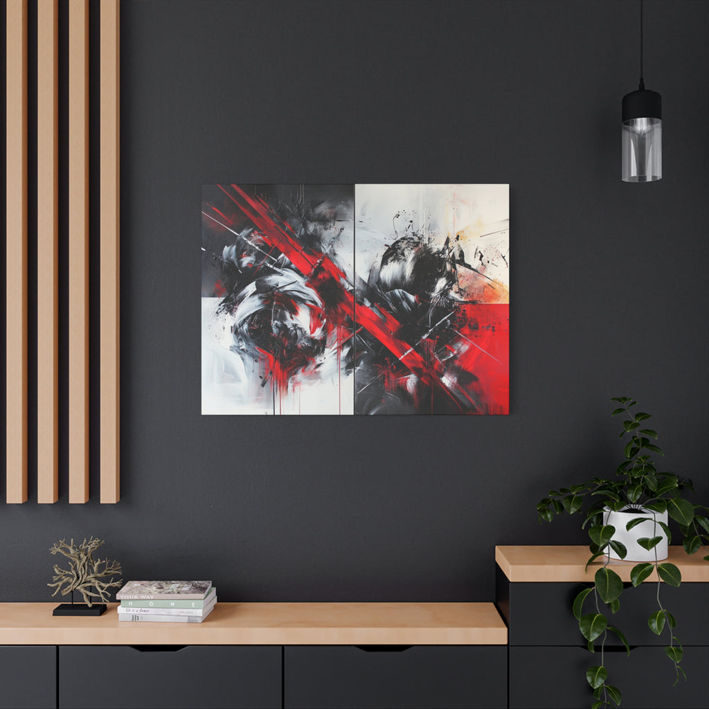 Modern Abstract Wall Art-L1, Red and Black Canvas Decor, Home Gallery Piece for Living Room, Gift for Art Lovers, Contemporary Art