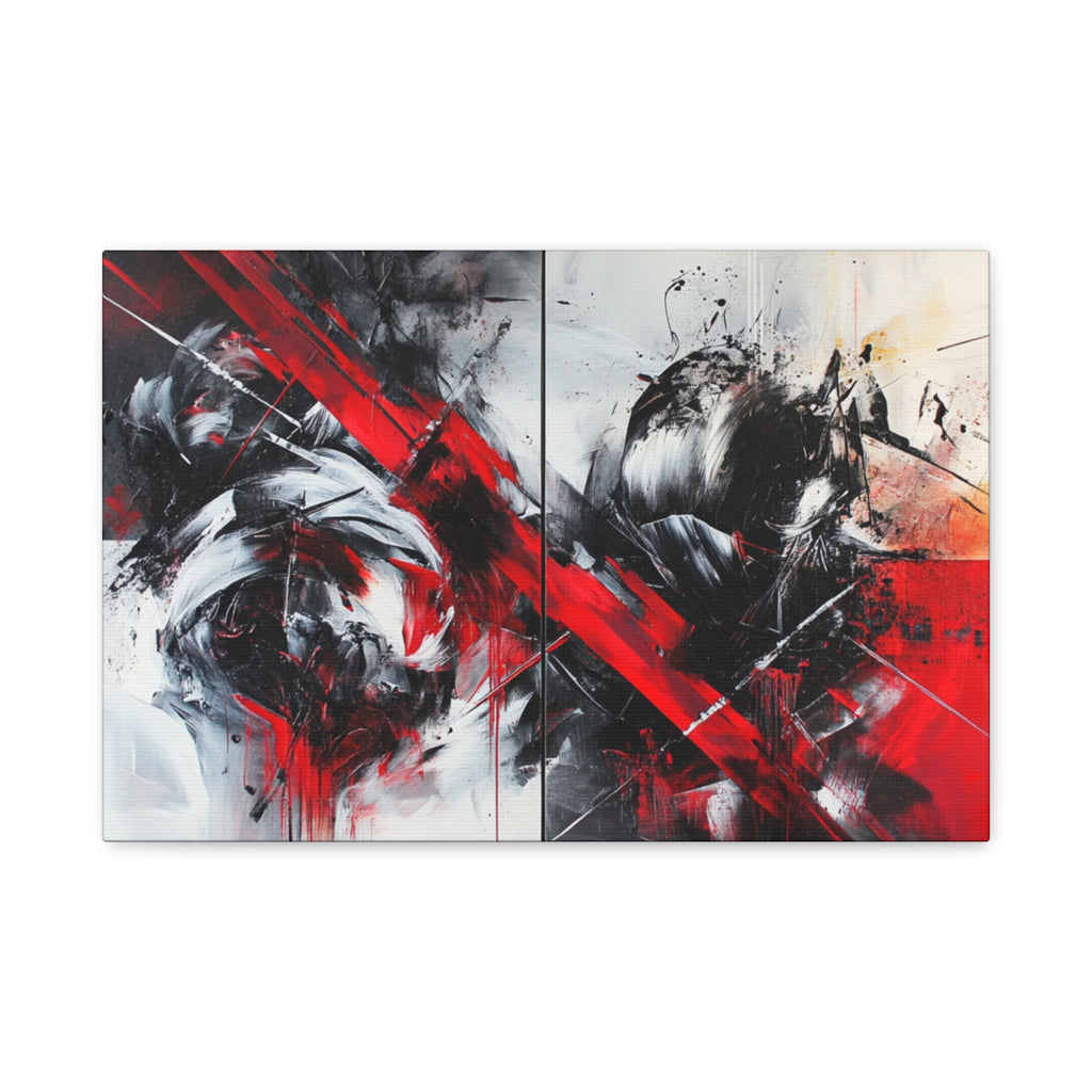 Modern Abstract Wall Art-L1, Red and Black Canvas Decor, Home Gallery Piece for Living Room, Gift for Art Lovers, Contemporary Art