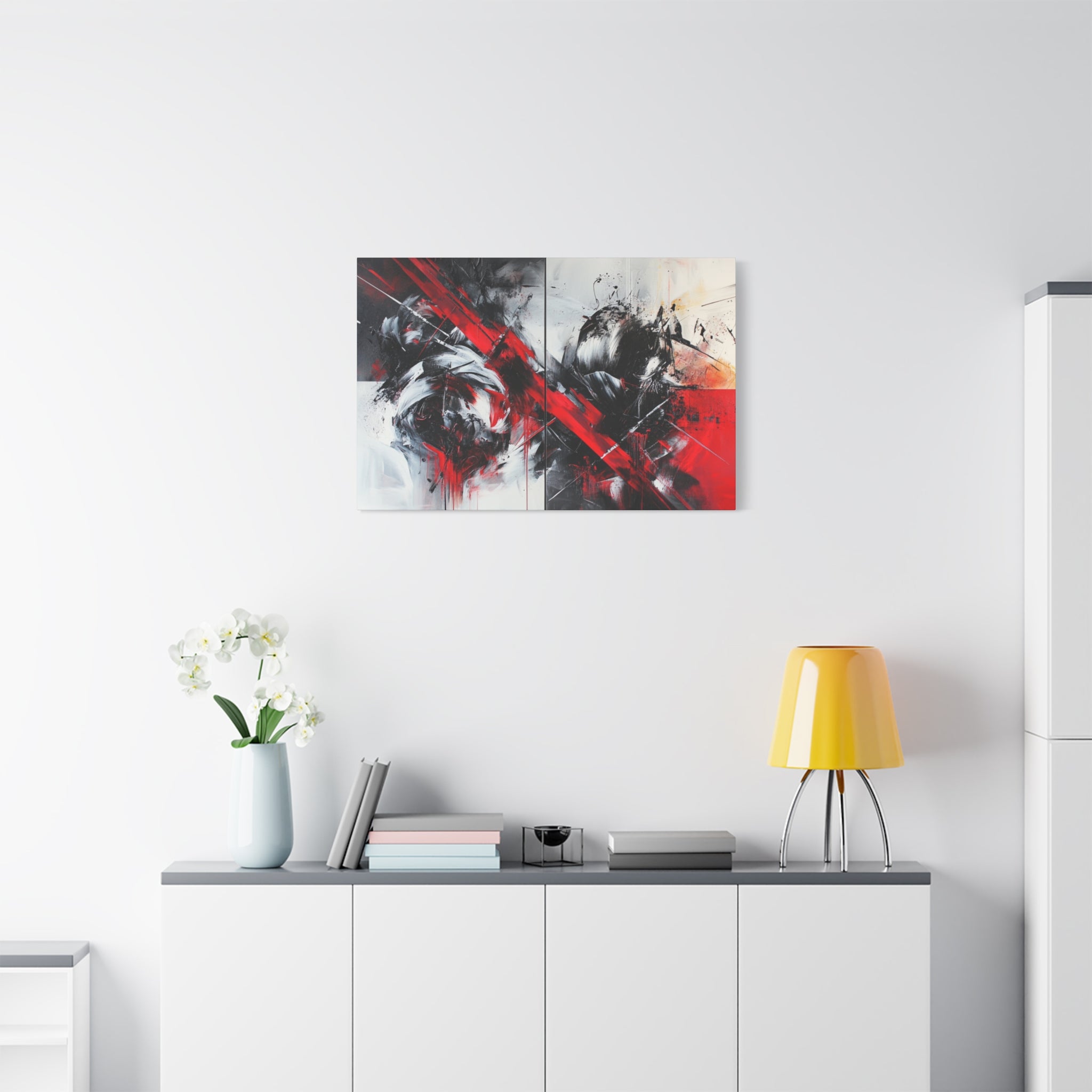 Modern Abstract Wall Art-L1, Red and Black Canvas Decor, Home Gallery Piece for Living Room, Gift for Art Lovers, Contemporary Art